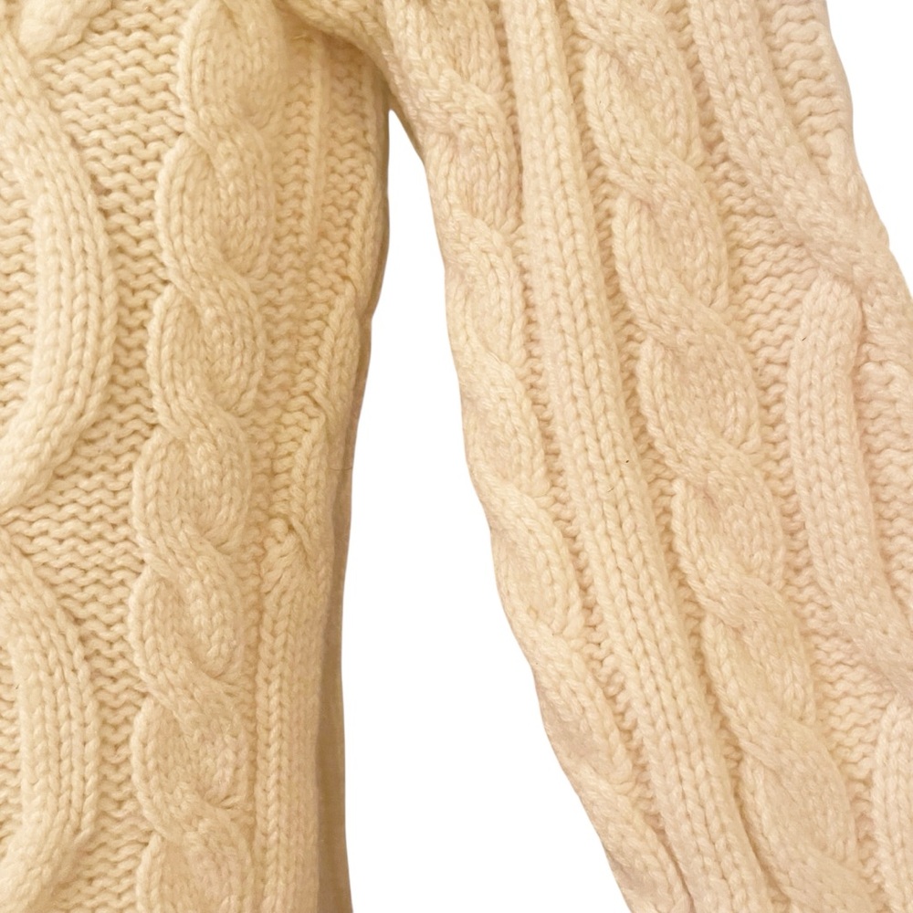 100%‎ Cashmere Chunky Aran Cable Knit Mock Neck Turtleneck Sweater Small Ivory - Picture 10 of 15